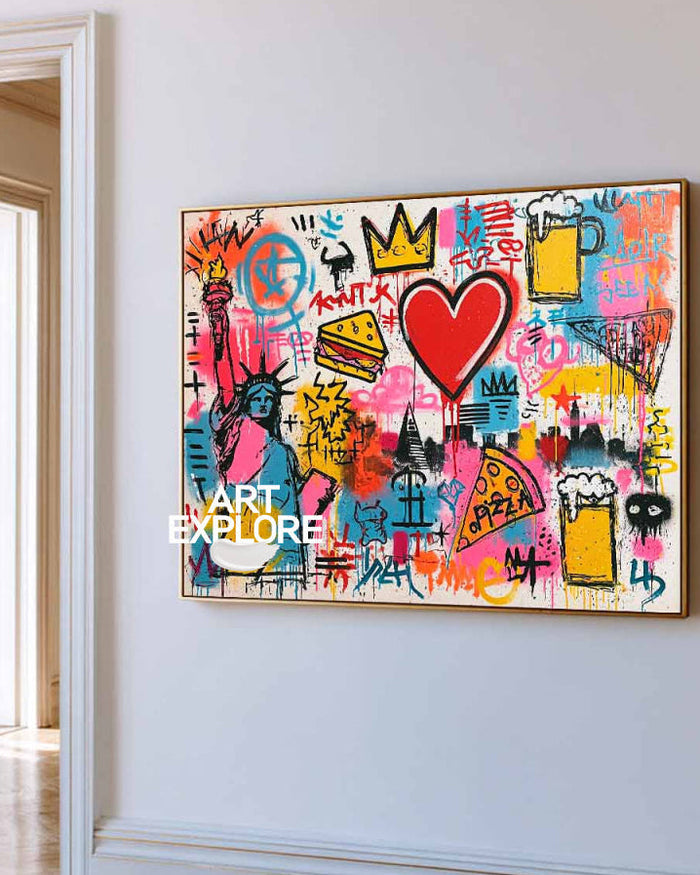 Colorful Graffiti Wall Art For Modern Living Room And Game Room