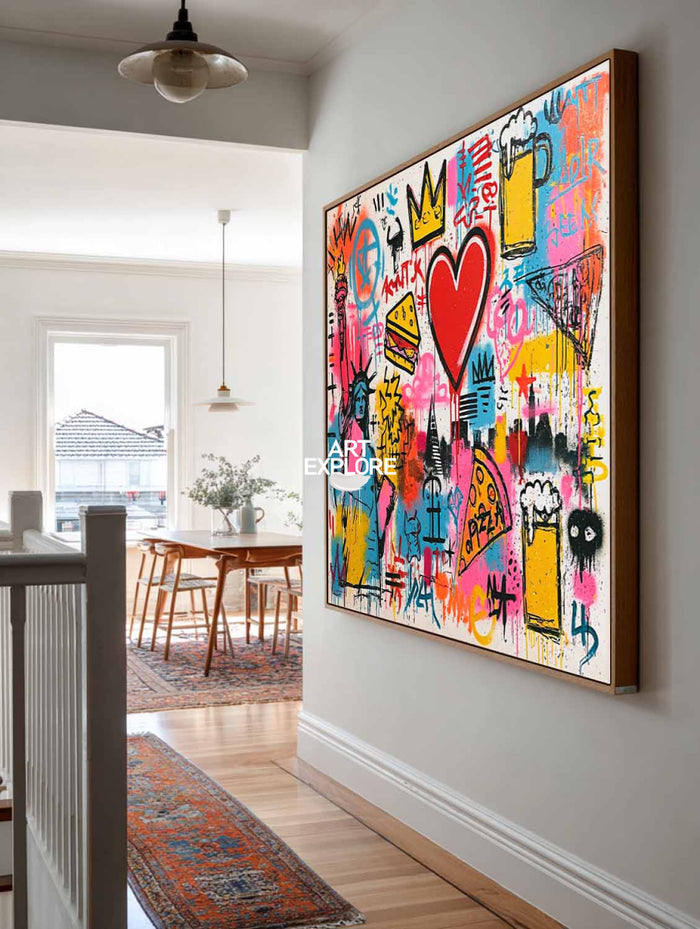 Colorful Graffiti Wall Art For Modern Living Room And Game Room
