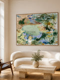Modern Green Abstract Wall Art For Living Room Hand-Painted Canvas With Earthy Tones