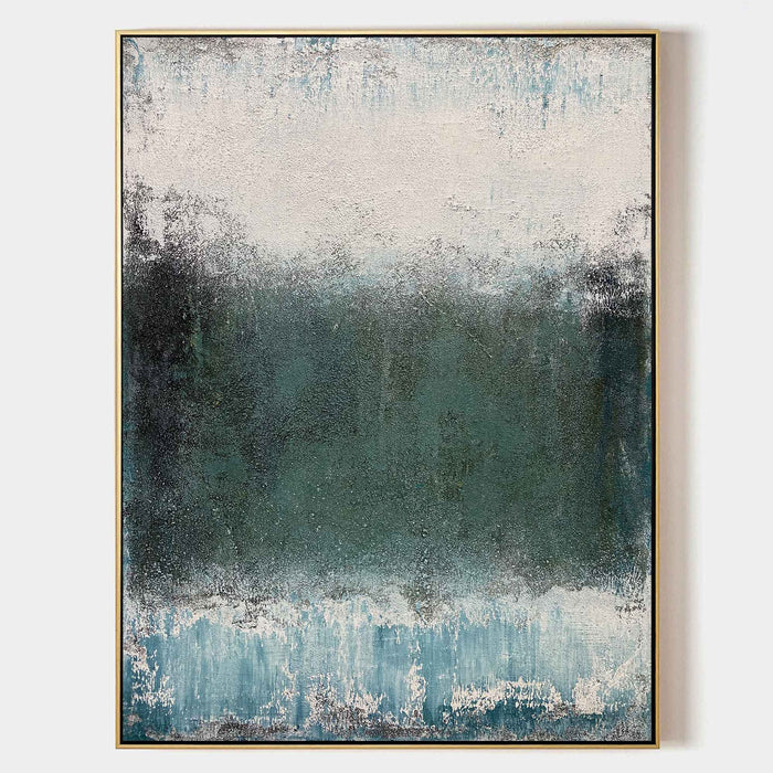 Green Abstract Acrylic Painting On Canvas Extra Large Abstract Canvas Art Grey Modern Wall Art