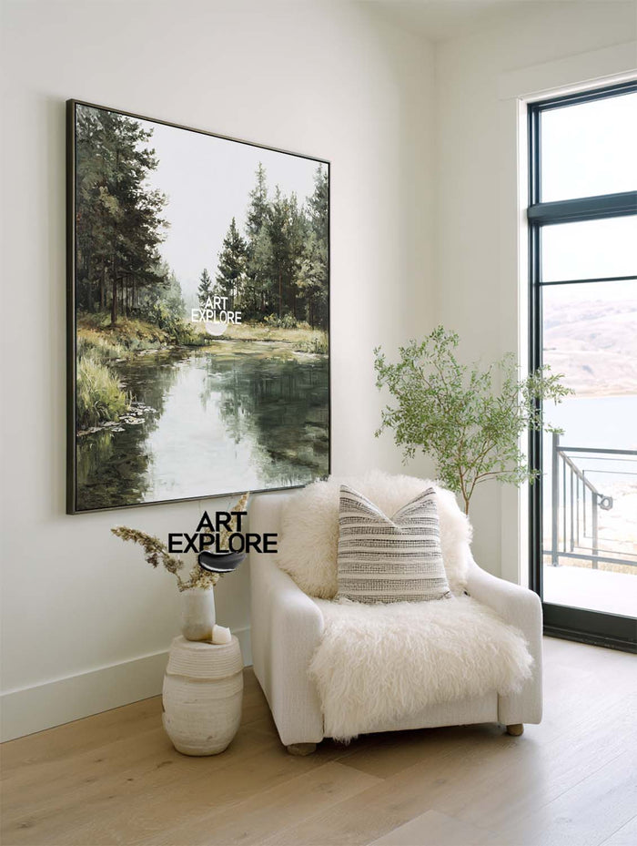 Handmade Lake Forest Artwork – Textured Canvas for Lounge & Office | ArtExplore