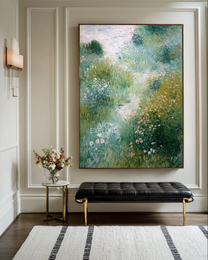 Garden Impressionist Wall Art | Vertical Oil Canvas for Home Decor | ArtExplore
