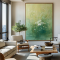Large Green Lotus Pond Oil Painting – Handmade Landscape Canvas for Modern Home Decor – ArtExplore