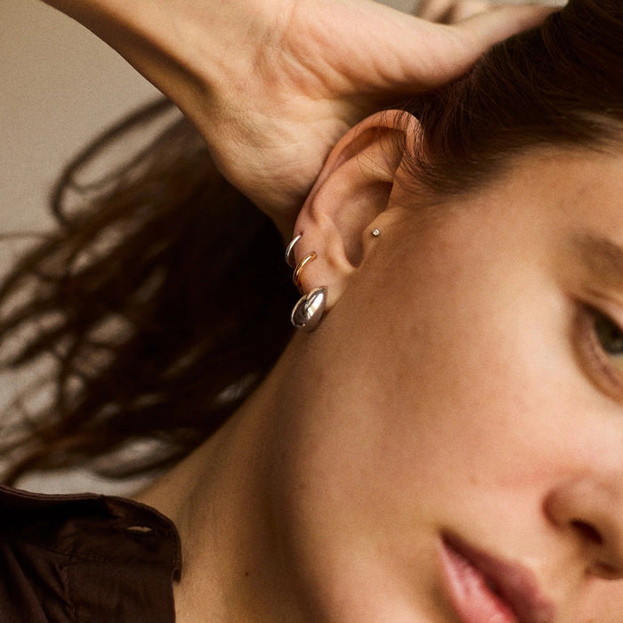 Greer Sterling Silver Huggie Earrings - Silver