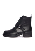 Heart Bit Low-Heeled Leather Ankle Boots
