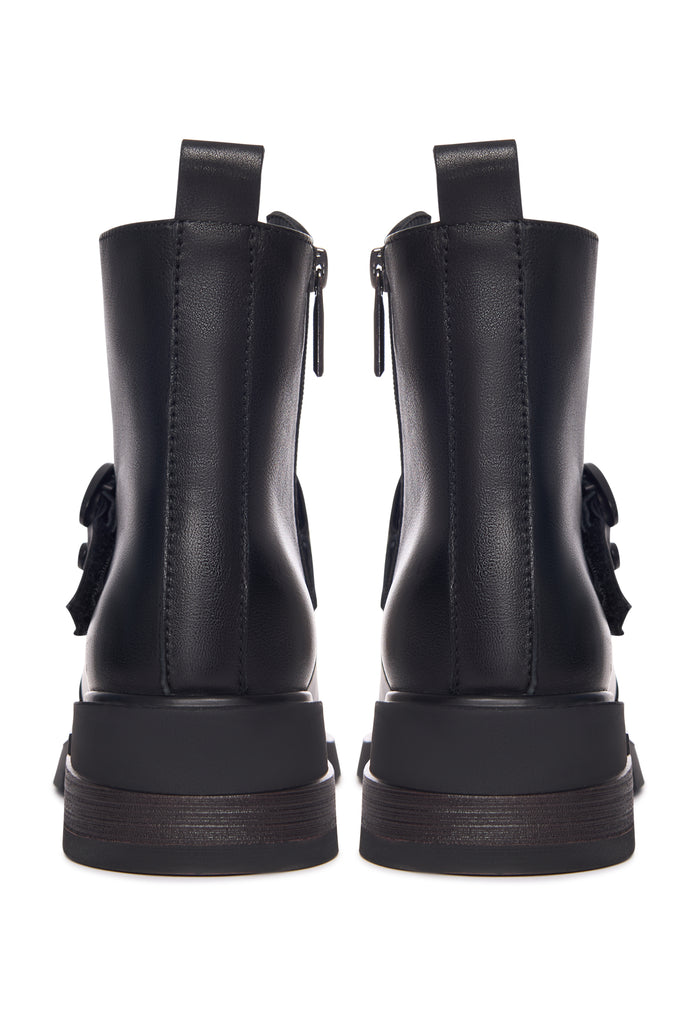 Heart Bit Low-Heeled Leather Ankle Boots