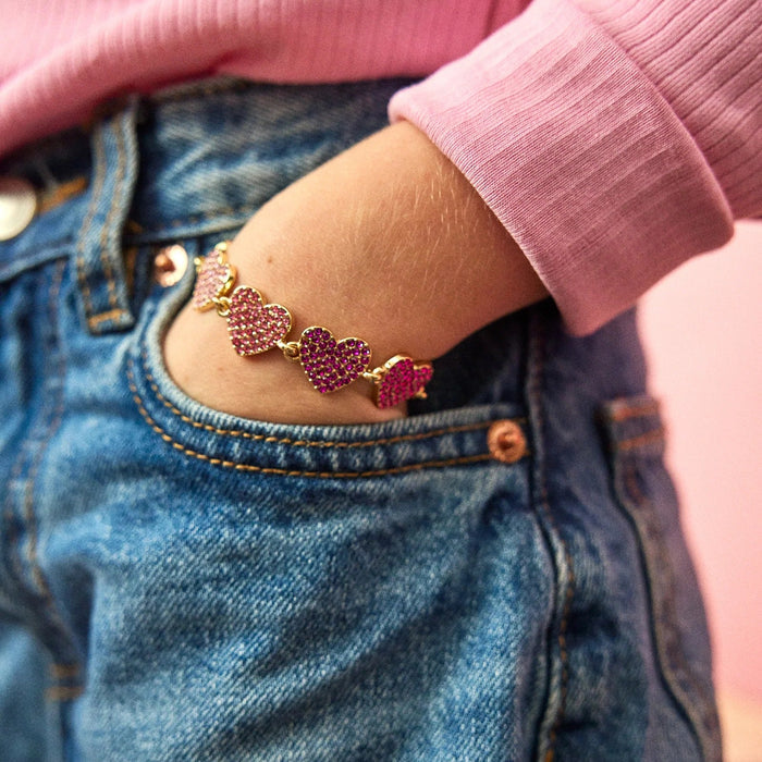 Hearts for Days Kids' Crystal Heart Bracelet - Pink Multi