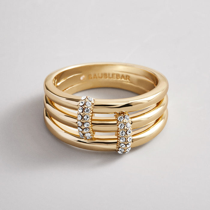 Helen Layered Ring - Gold/Pavé
