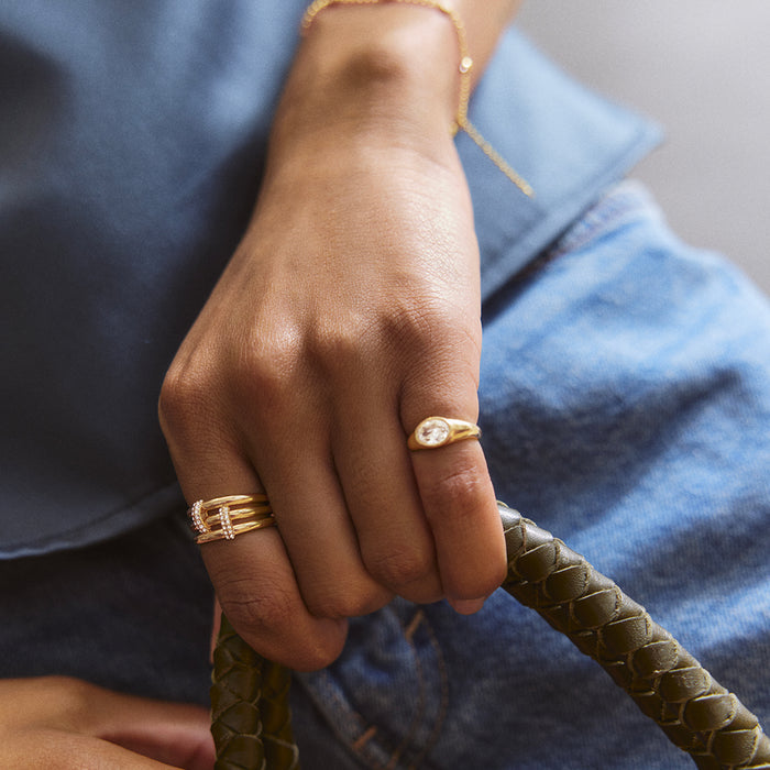 Helen Layered Ring - Gold/Pavé