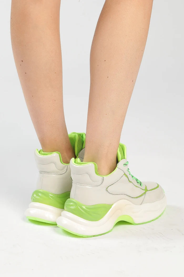 High-Top Chunky Sneakers - Neon Green