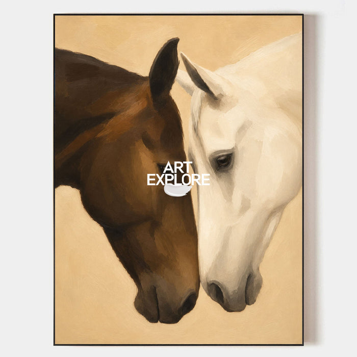 Modern Horse Painting With Textured Finish For Living Room And Office Decor