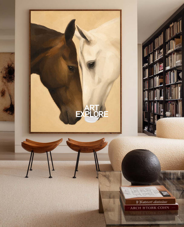 Modern Horse Painting With Textured Finish For Living Room And Office Decor