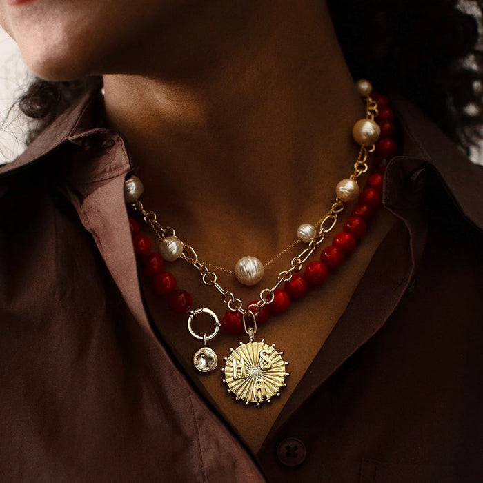 Initial Custom Medallion Necklace - Gold