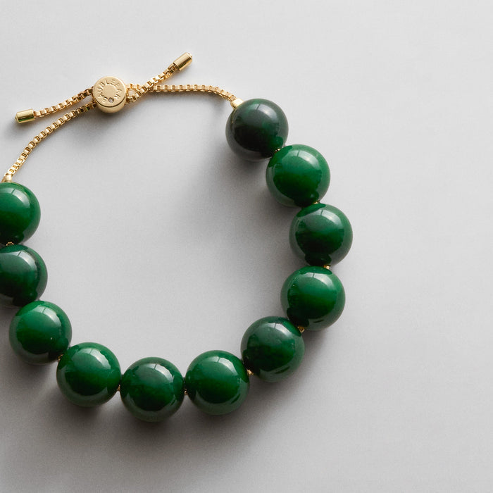 Jane Beaded Bracelet - Dark Green Bead
