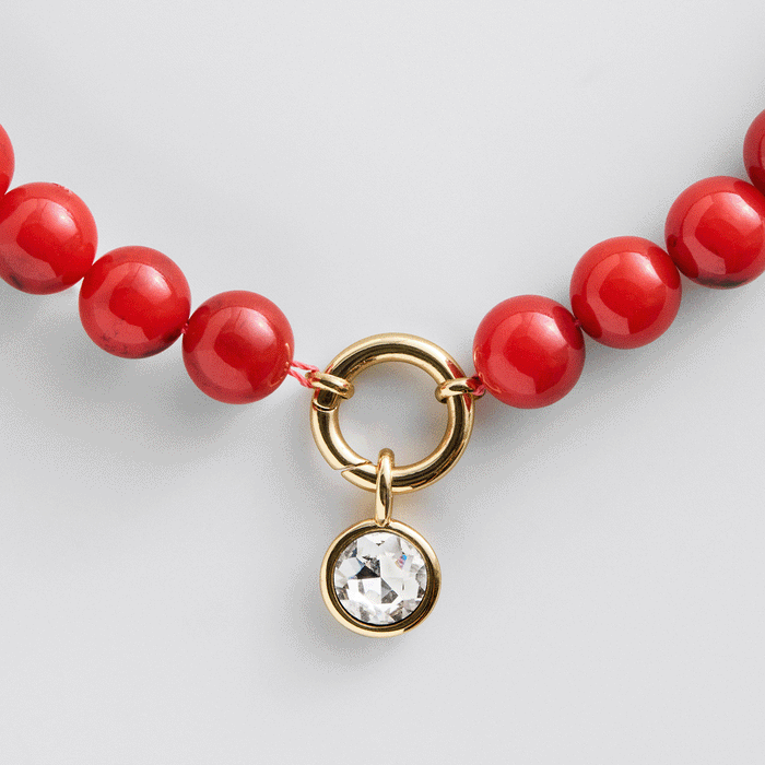 Janette Beaded Ring Necklace - Olive