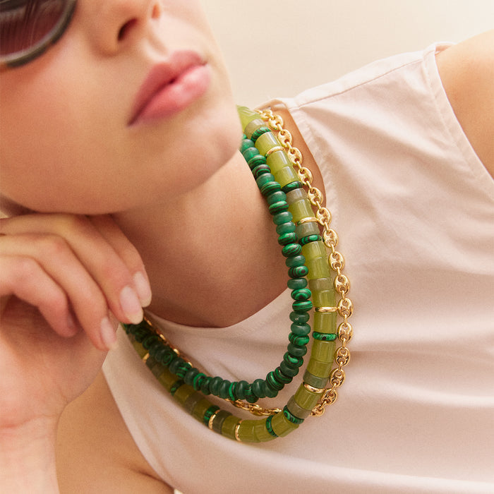 Jennifer Rondelle Beaded Necklace - Light Jade Bead