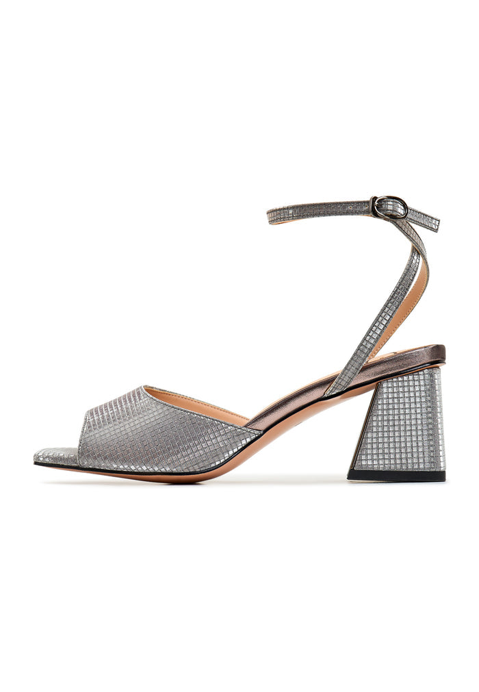 Jewel Block Heels Sandals Aura - Dark Silver