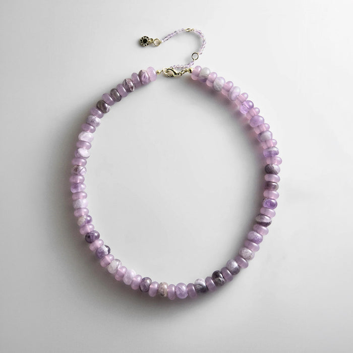 Joyce Semi-Precious Beaded Necklace - Light Amethyst Bead