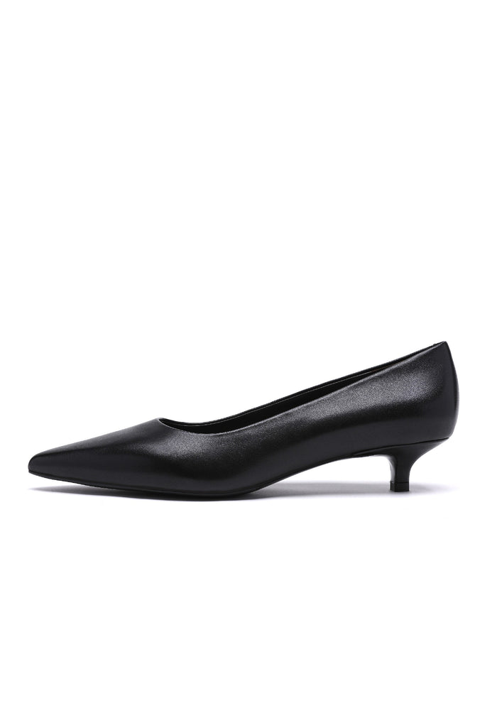 Kitten Heel Pointed Pumps - Black