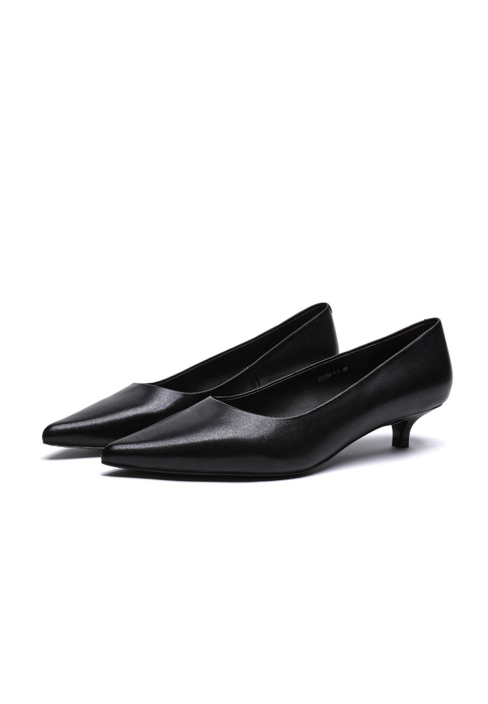 Kitten Heel Pointed Pumps - Black
