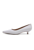 Kitten Heel Pointed Pumps - White