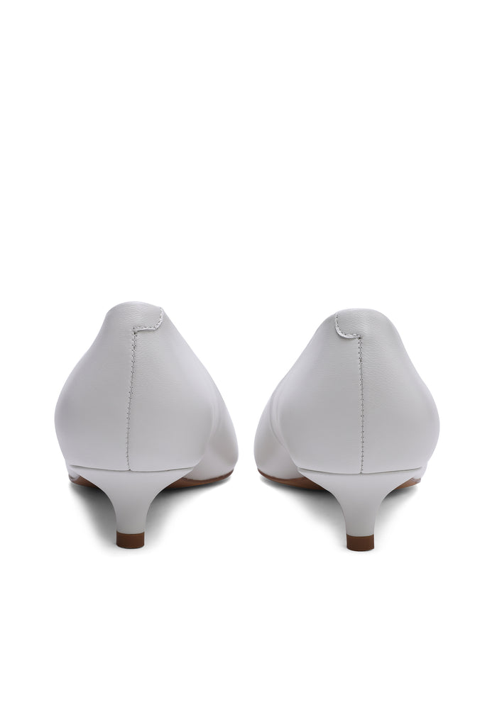 Kitten Heel Pointed Pumps - White