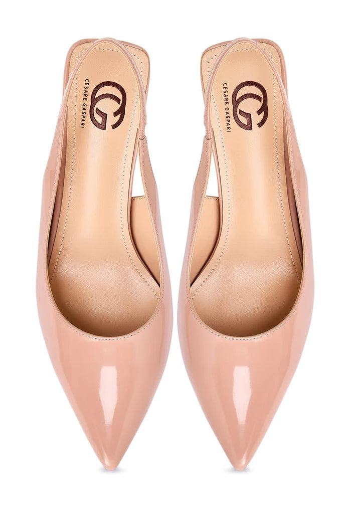 A trendy pair of Eli Beige stiletto heeled pumps for women, perfect for any occasion.