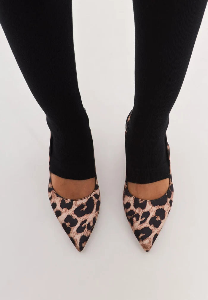 A stylish pair of women's leopard print stiletto heeled pumps, perfect for adding a bold touch to any outfit.