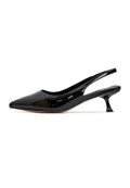 A pair of chic and elegant black stiletto pumps, perfect high-heeled shoes for women's formal outfits.