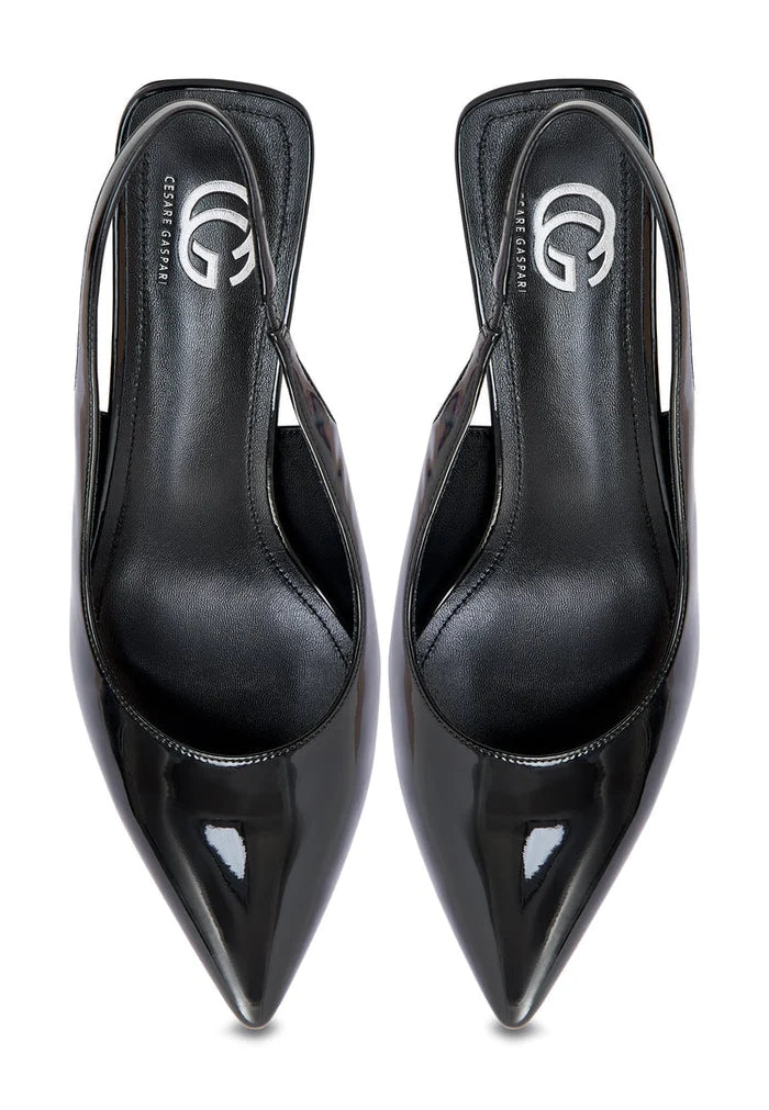 A fashionable pair of black stiletto pumps, perfect for any woman's heels collection.