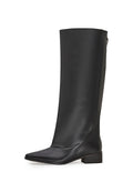 Knee-High Pointed Toe Leather Boots