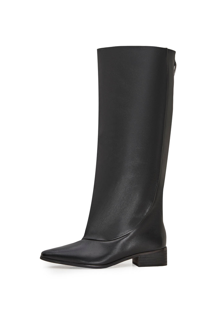 Knee-High Pointed Toe Leather Boots