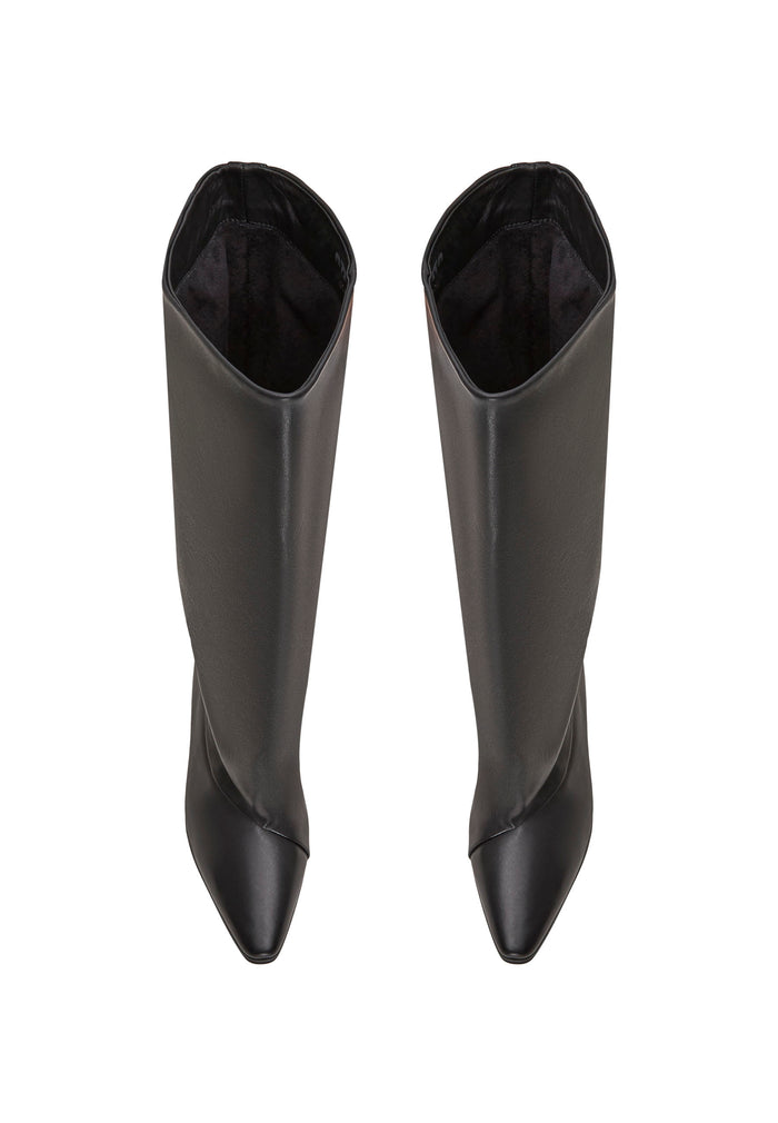 Knee-High Pointed Toe Leather Boots