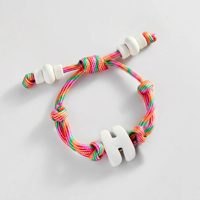Knotty Enamel Initial Custom Bracelet - Multi/White Single Letter