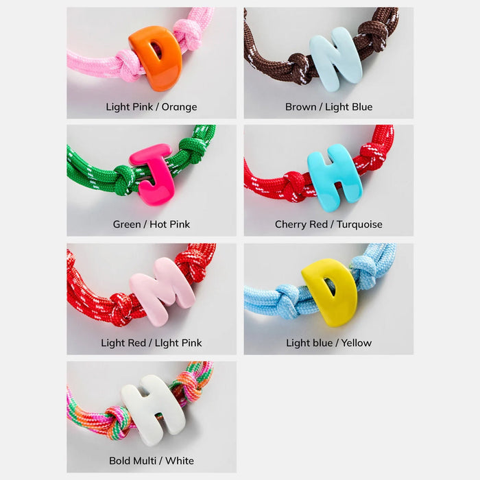 Knotty Enamel Initial Custom Bracelet - Multi/White Single Letter