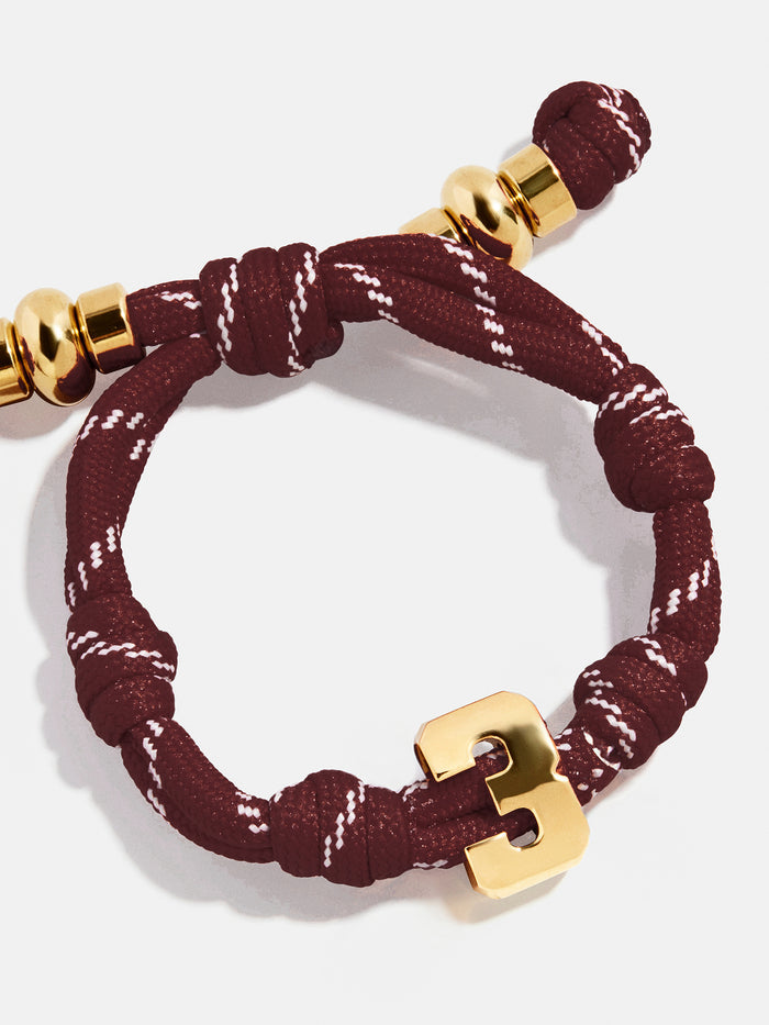 Knotty Varsity Number Custom Bracelet - Maroon Single Digit