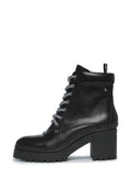 Lace-Up Ankle Boots with Heel - Black