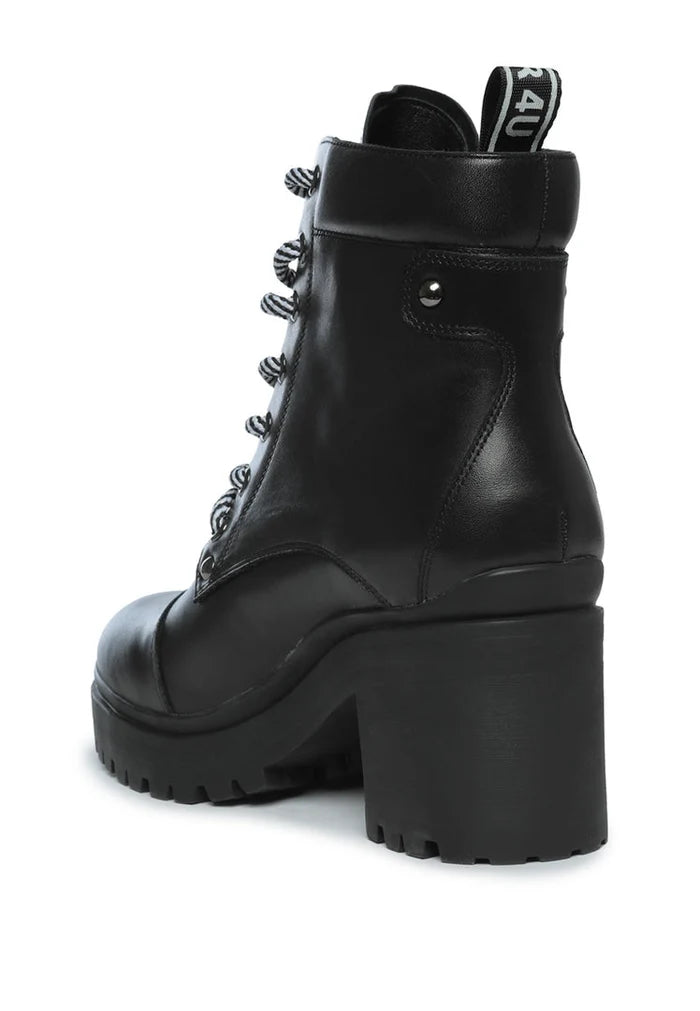 Lace-Up Ankle Boots with Heel - Black