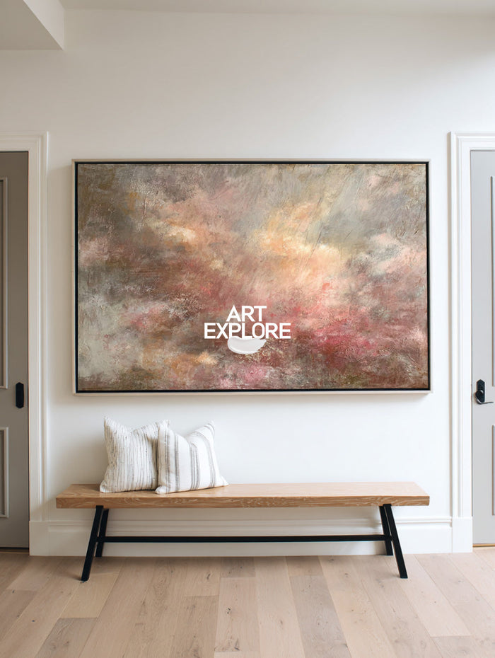 Modern Textured Cosmic Abstract, Handmade Oil on Canvas for Large Room ArtExplore