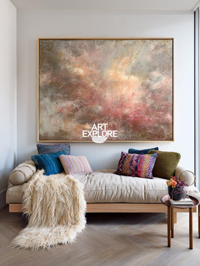 Aesthetic Cosmic Landscape Wall Decor, Large Minimalist Textured Art ArtExplore