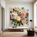 Modern Square Flower Wall Art, Handmade Colorful Bouquet Oil Painting Decor ArtExplore