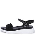 Laser-Cut Platform Sandals – Black