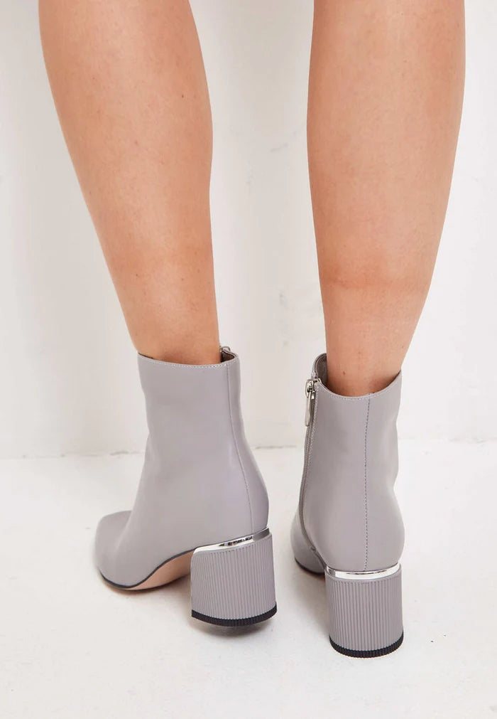 Leather Ankle Boots - Grey