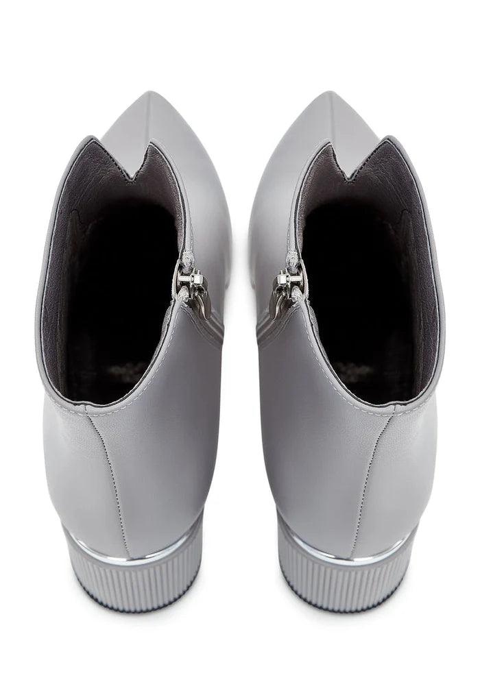 Leather Ankle Boots - Grey