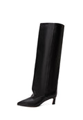 Leather Block Heel Boots