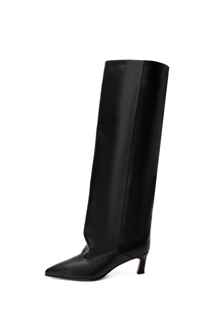 Leather Block Heel Boots