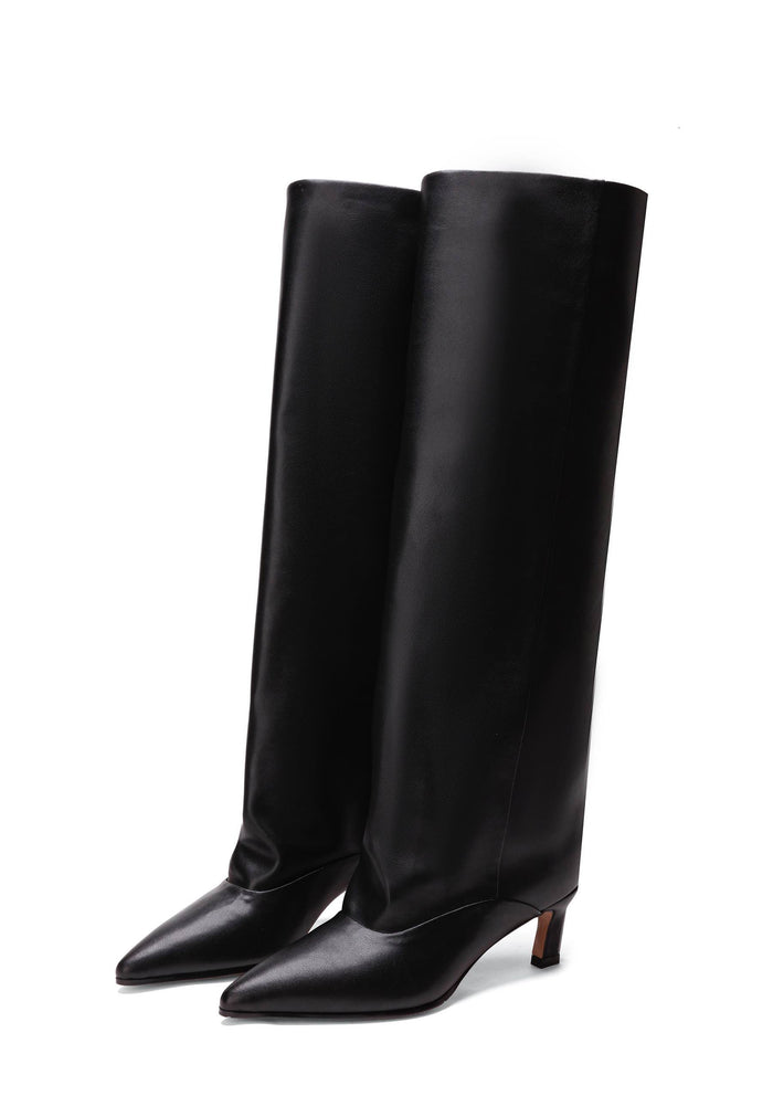 Leather Block Heel Boots