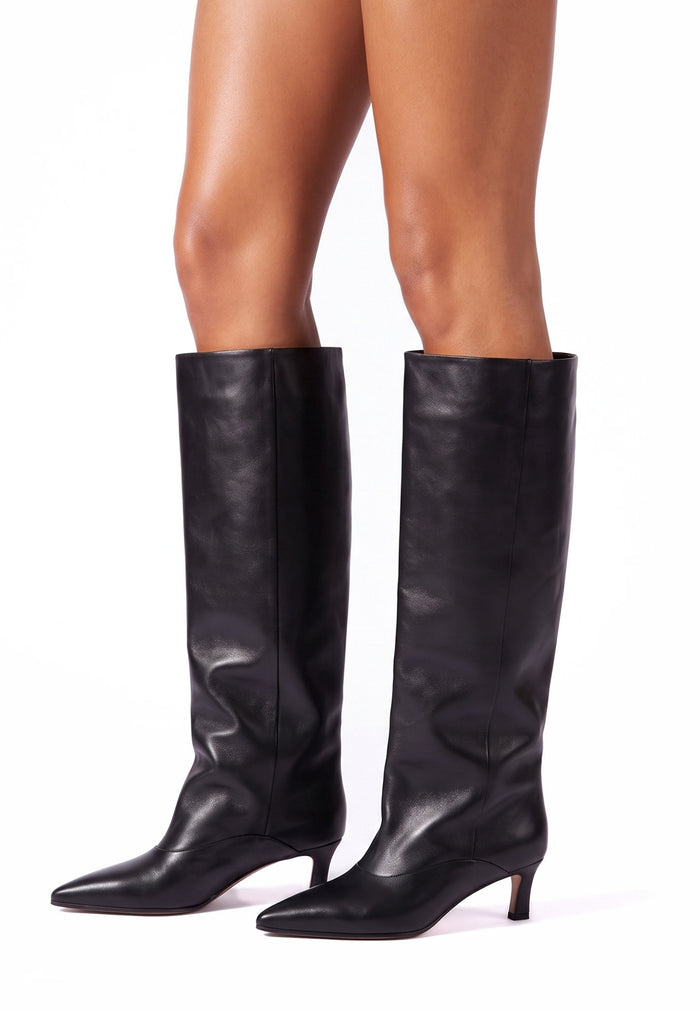 Leather Block Heel Boots