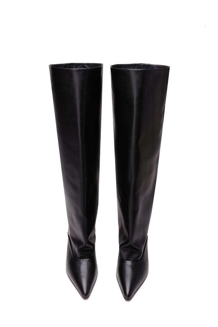 Leather Block Heel Boots