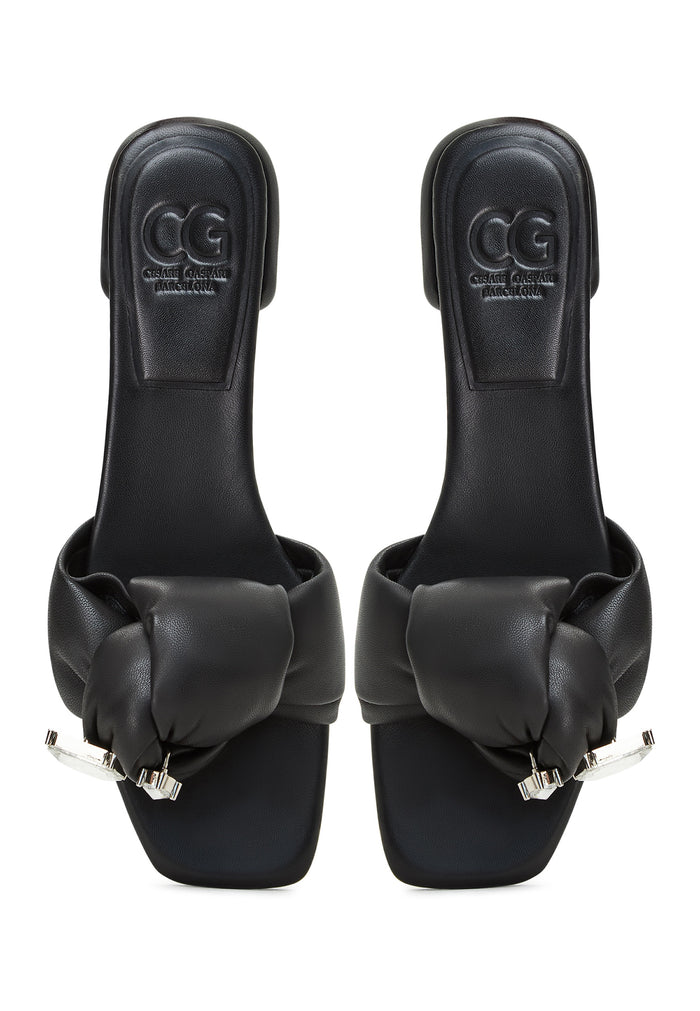 Leather Block Heeled Slippers Maite